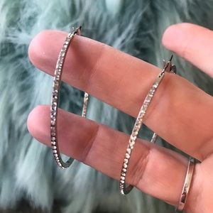 Silver pave hoop earrings